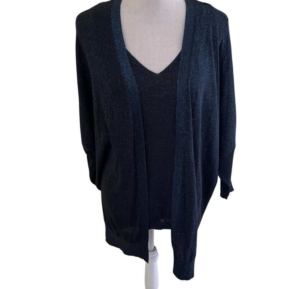 Joseph Ribkoff  Black with Blue Sparkles Sweater Set M